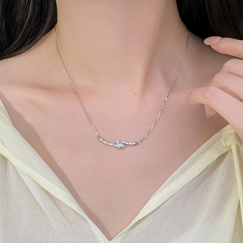 925 Sterling Silver Serpent Zircon Necklace