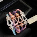 Fully diamond zircon leather braided rope magnetic horseshoe buckle copper alloy bracelet