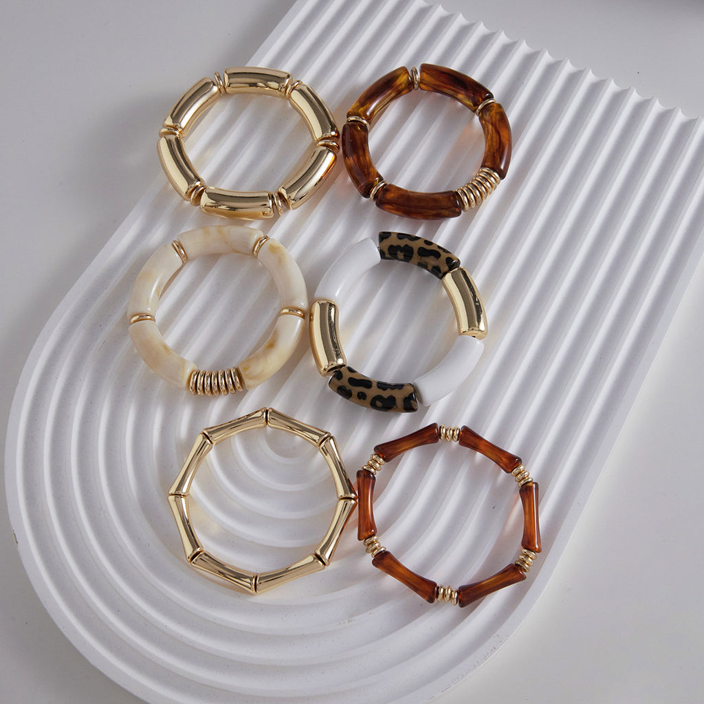 Maillard Acrylic Bamboo UV-plated Gold Resin Bracelet