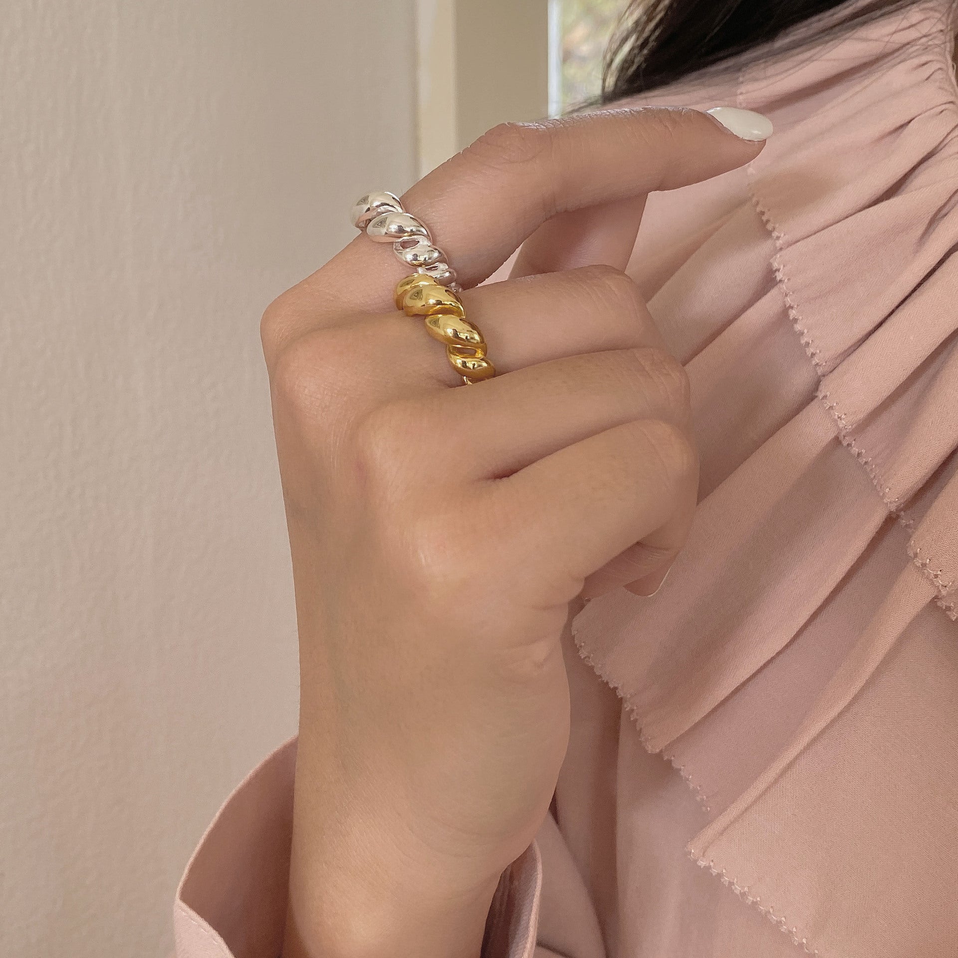 925 Sterling Silver Twisted Hairstyle Ring