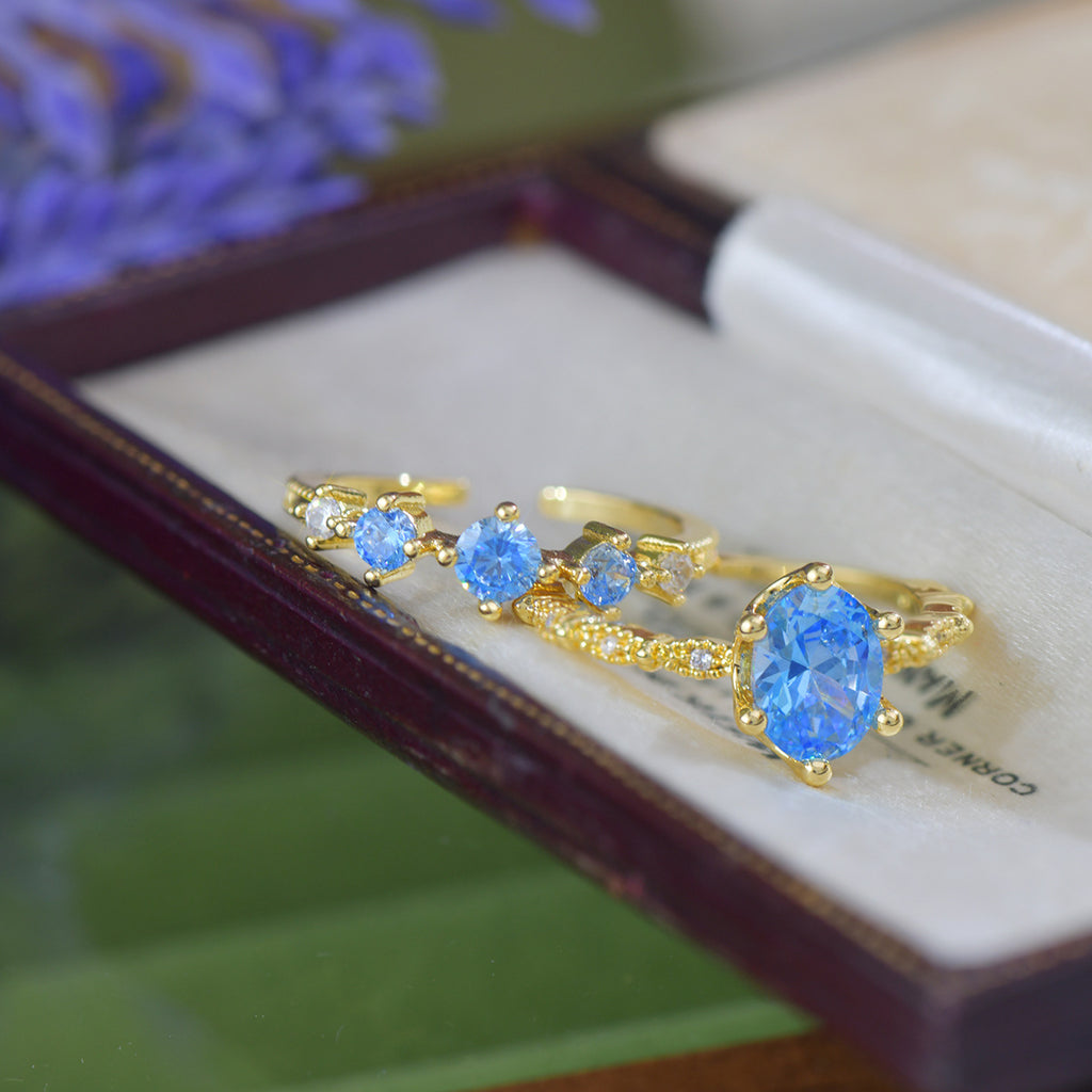 Luxury Ocean-grade Zircon Super Sparkling Exquisite Copper Alloy Ring