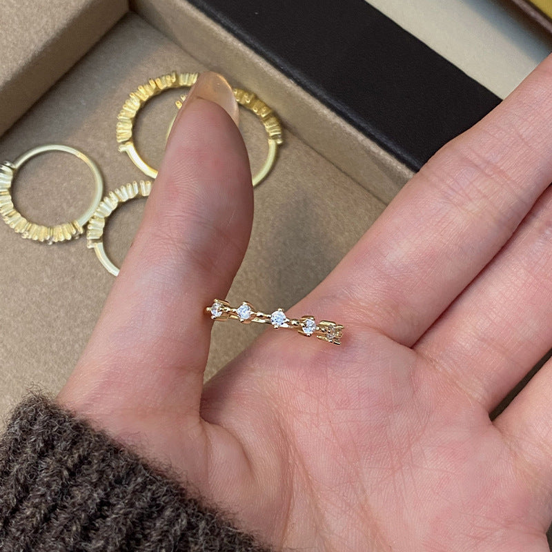 925 Sterling Silver Exquisite and High-End Stacked Diamond Ring