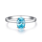 925 Sterling Silver Blue High Carbon Diamond Crush Ice Flower Ring