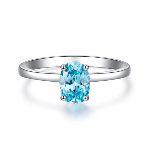 925 Sterling Silver Blue High Carbon Diamond Crush Ice Flower Ring
