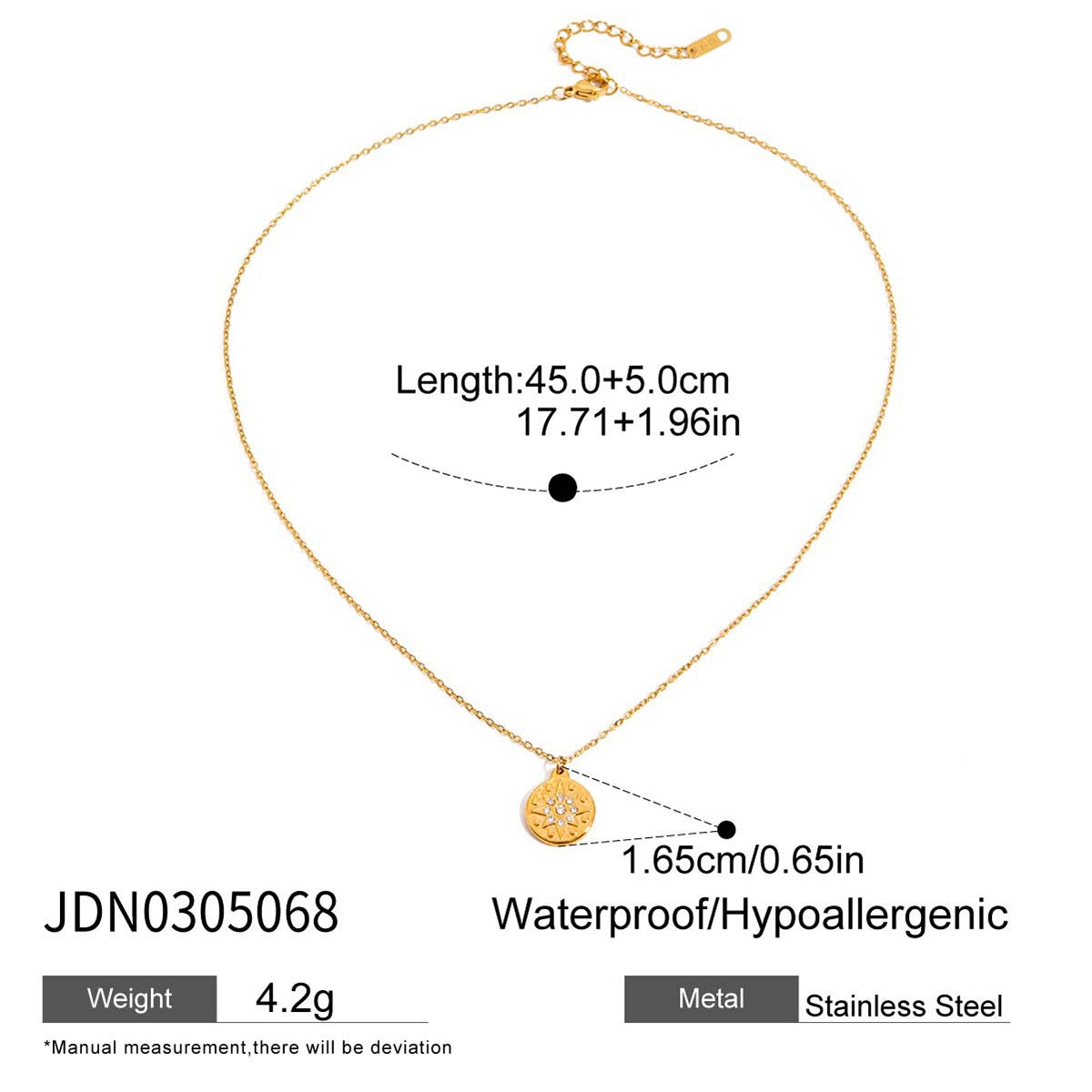 Stainless steel rhinestone star pendant, sophisticated design, layered necklace, colorfast.