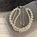 Manta Rose Crystal Pearl Two-Tone Three-Layer Micro-Paved Zircon Bracelet
