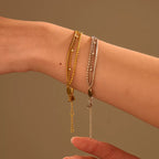 High-end multi-layered stainless steel stacked zircon bracelet