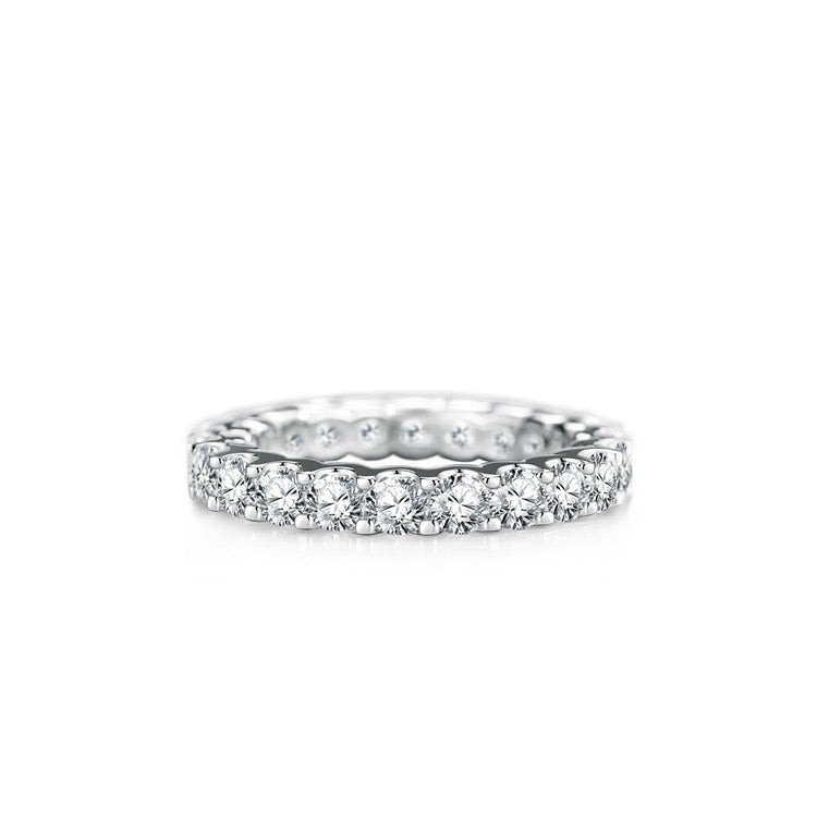 925 Sterling Silver High Carbon Diamond Full Diamond Stackable Ring