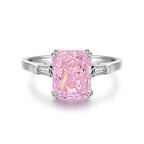 925 Sterling Silver Pink High Carbon Diamond Crush Ice Flower Ring