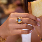 Blue resin non-fading stainless steel ring