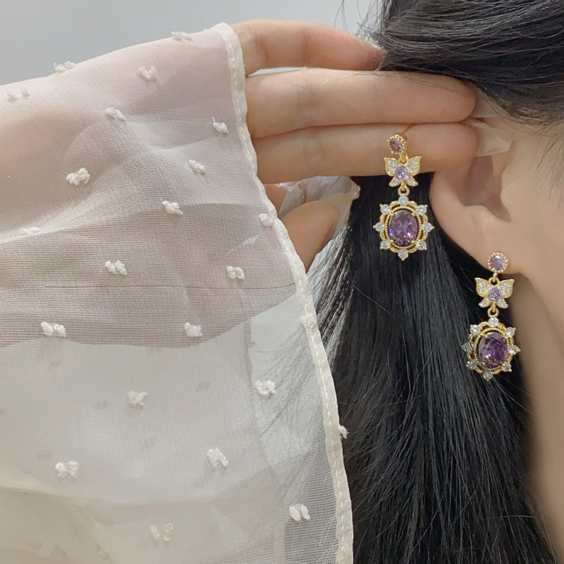 Purple Zircon Lavender Manor Series Butterfly Copper Alloy Set