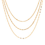 18k gold three-layer stainless steel necklace