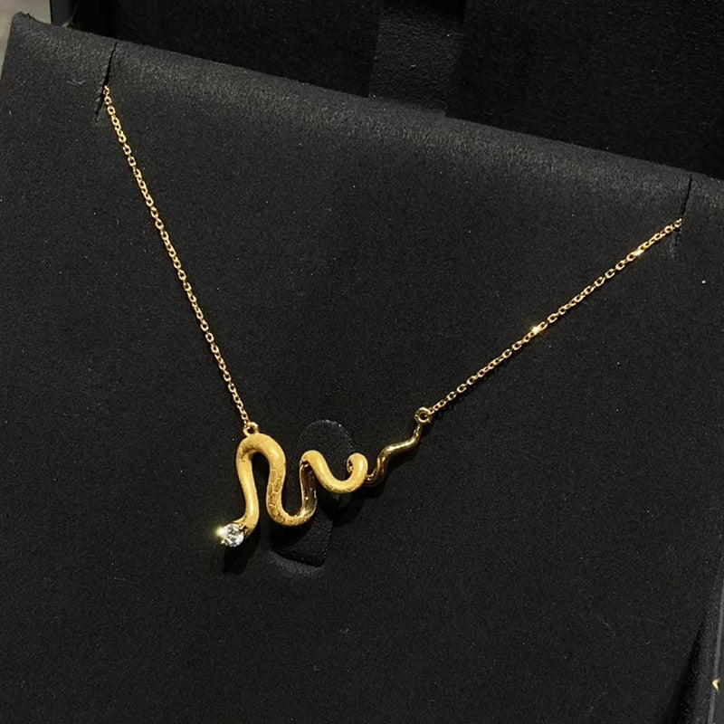Golden Serpent Copper Alloy Necklace