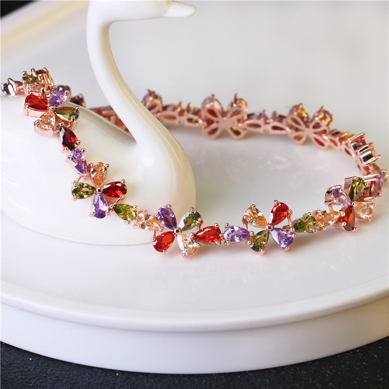 Accessory Flower Copper Zircon Bracelet