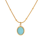 18K gold-plated stainless steel blue cat's eye necklace