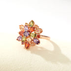 Zircon rose copper alloy ring