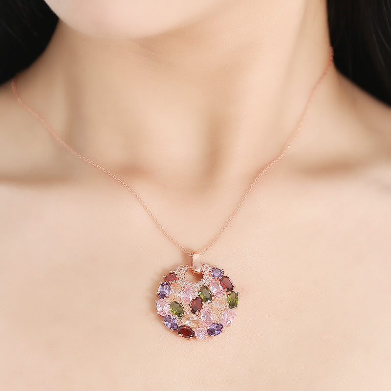 Colorful high-grade zircon necklace