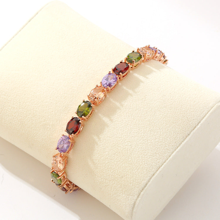 Rainbow Zircon Copper Alloy Bracelet