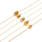 Rhinestone Stainless Steel Circle Lucky Bead Necklace