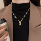 Maillard Double Crystal Pendant Copper Alloy Necklace