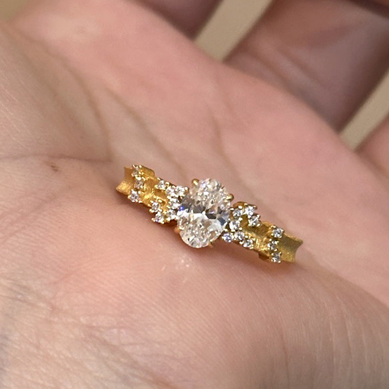 Starry Sky Diamond Pigeon Egg Copper Alloy Ring