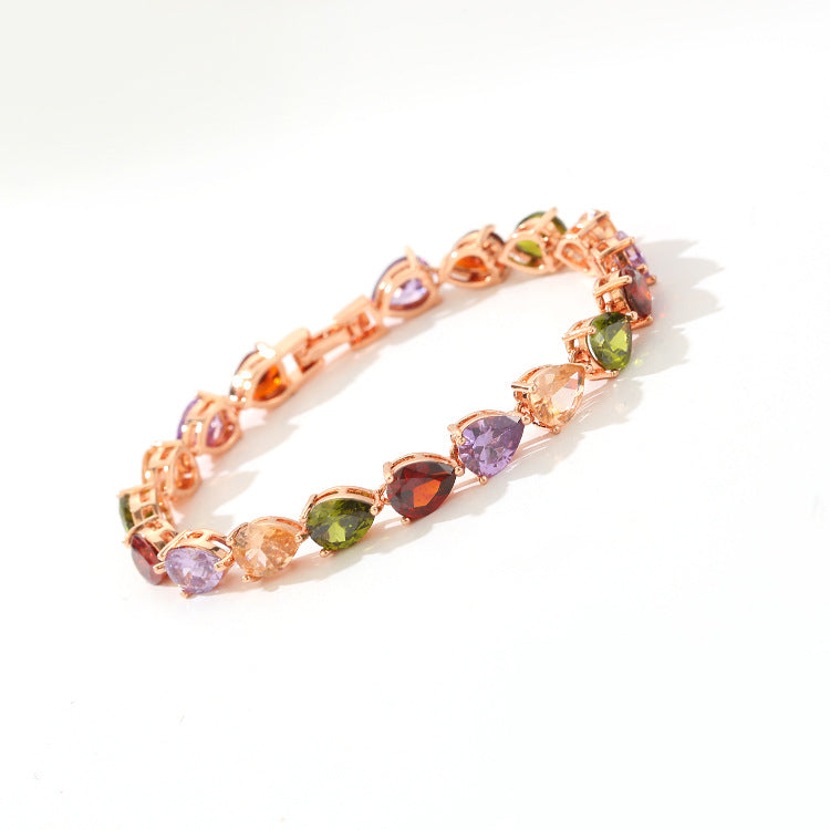 Colored crystal bracelet, zircon bracelet, copper