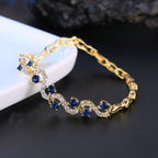 Blue Jewelry Bracelet Inlaid with Zircon and Copper Alloy