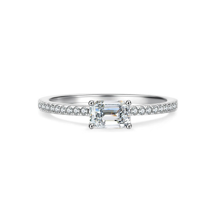 925 Sterling Silver High Carbon Diamond Full Diamond Stackable Ring