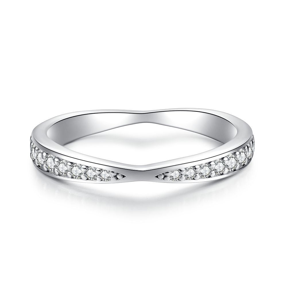925 Sterling Silver High Carbon Diamond Full Diamond Stackable Ring