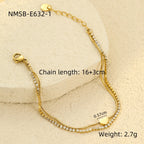 Niche high-end stainless steel double-layer heart-shaped zircon stacked bracelet