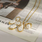 Stainless steel pearl light luxury high-end clavicle chain ring earrings