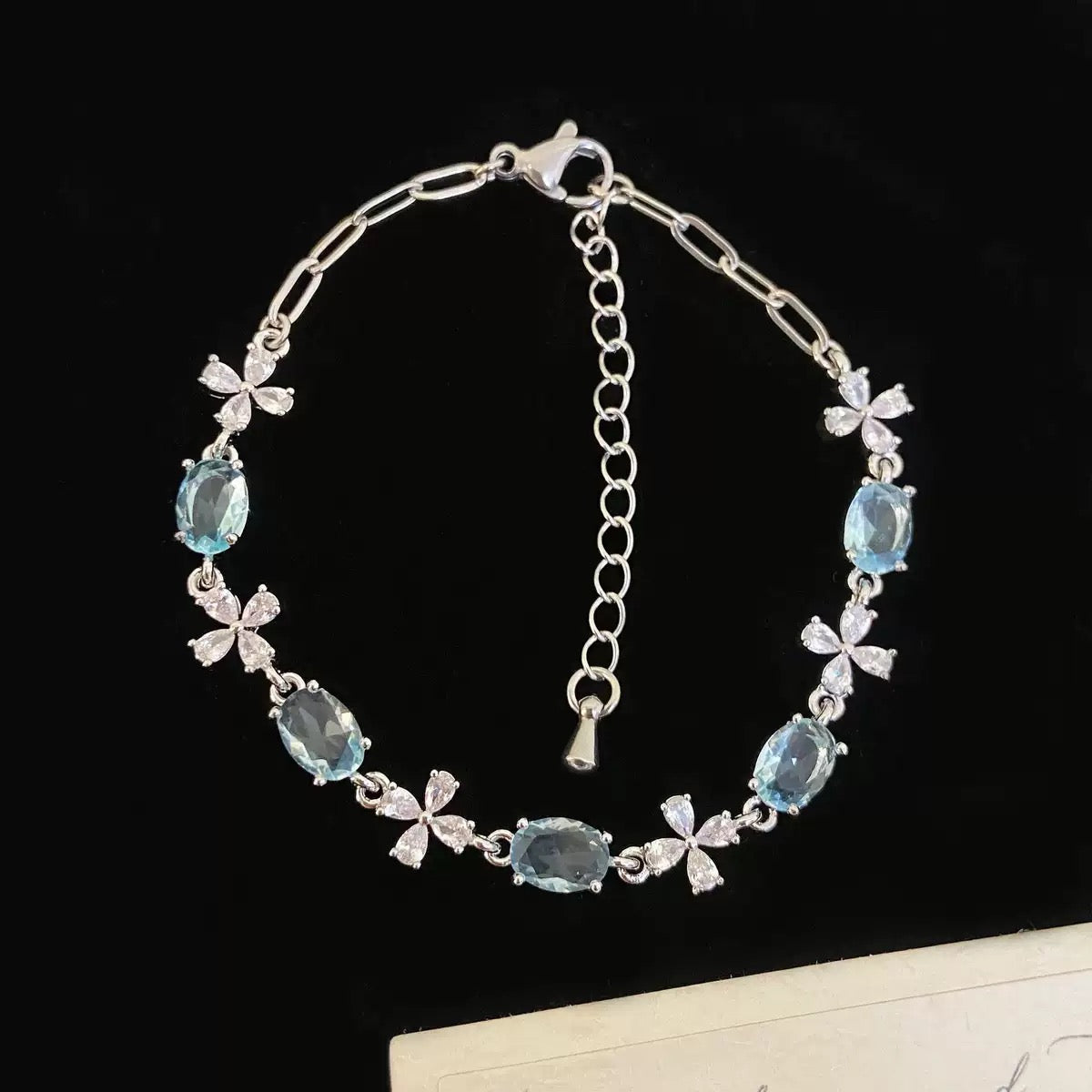Topaz Sky Blue Zircon Copper Alloy Bracelet