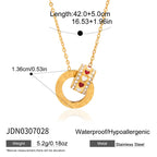 Rhinestone Stainless Steel Circle Lucky Bead Necklace