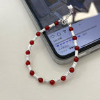 925 Sterling Silver Bamboo-Shaped Red Agate Beaded Necklace and Bracelet