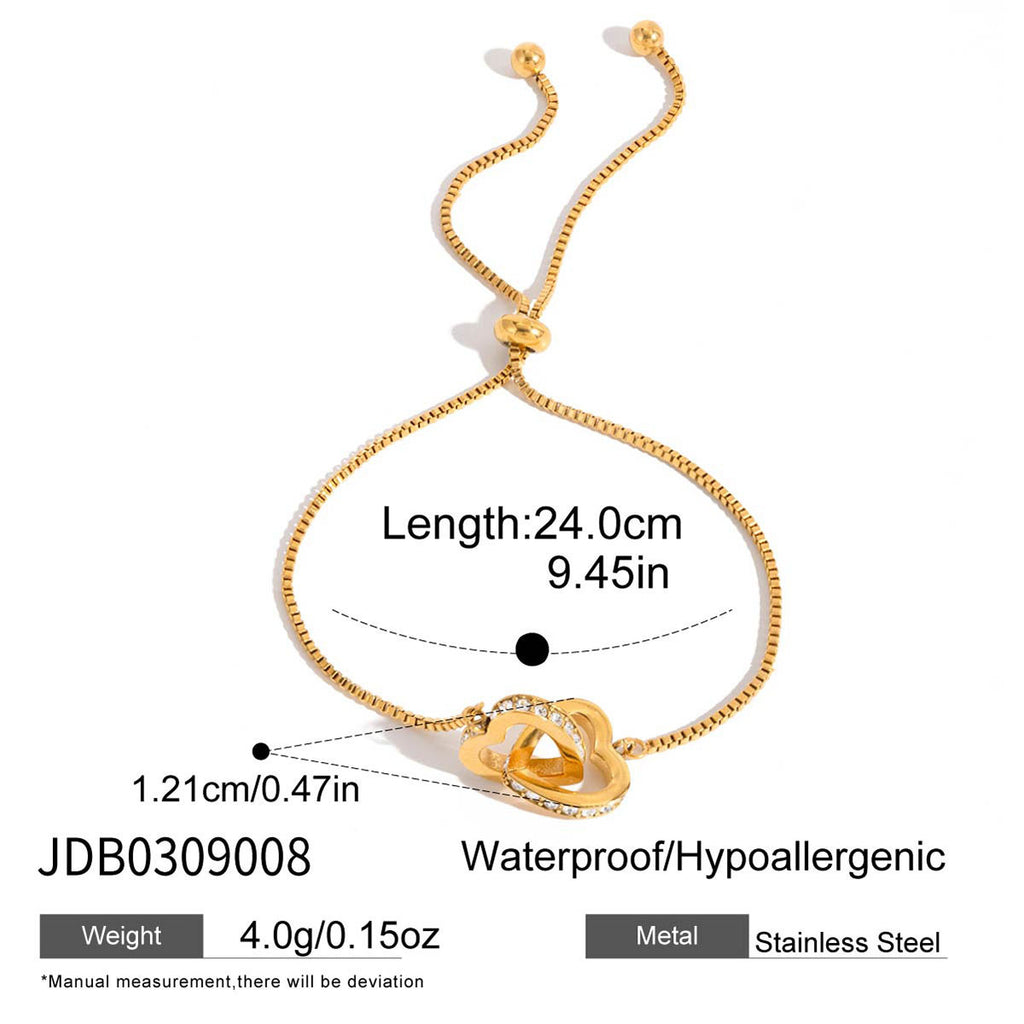 18k gold pearl stacked stainless steel bracelet