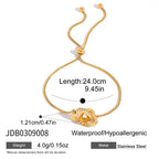 18k gold pearl stacked stainless steel bracelet