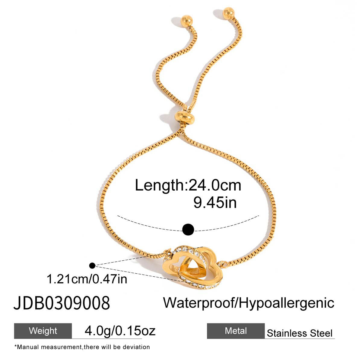 18k gold pearl stacked stainless steel bracelet