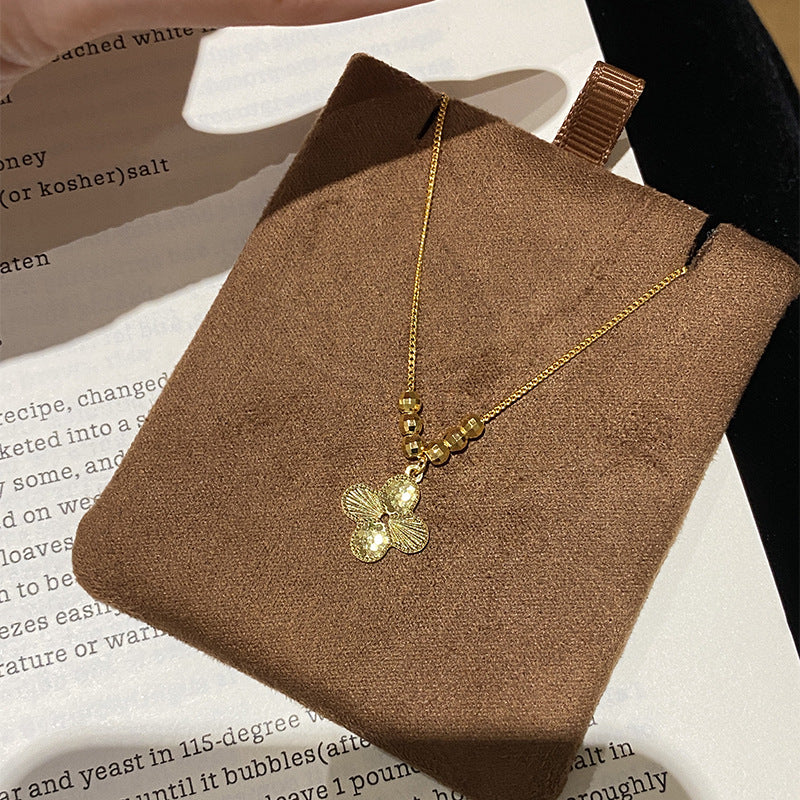 925 Sterling Silver Lucky Four-Leaf Clover Flower Pendant Necklace