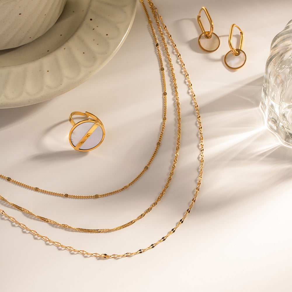 18k gold three-layer stainless steel necklace