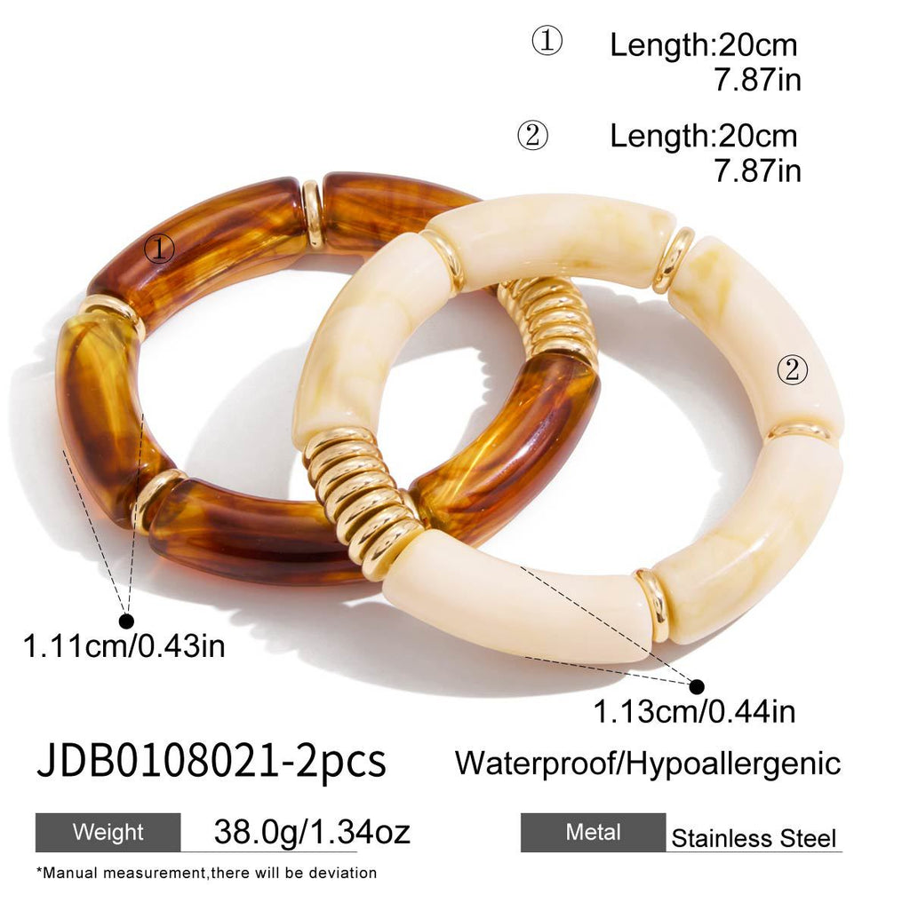 Maillard Acrylic Bamboo UV-plated Gold Resin Bracelet