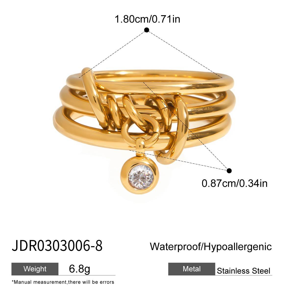 Zircon plain band ring that won't fade even when layered.