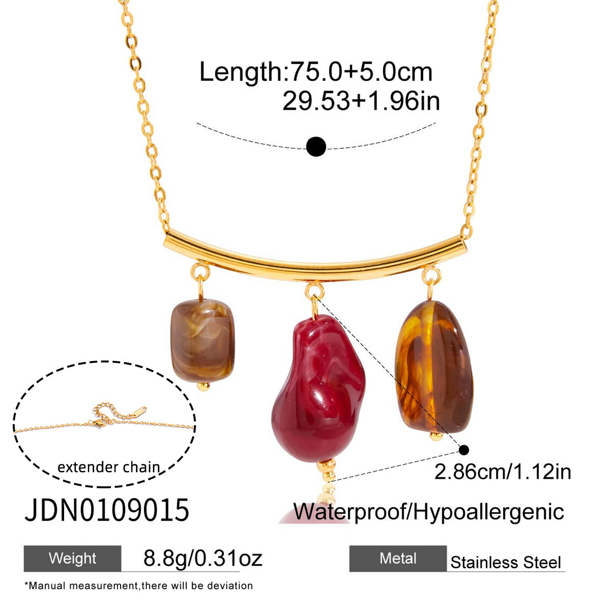 Luxury-featured stainless steel resin sweater chain