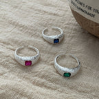 925 Sterling Silver Vintage Style Carved Square Diamond Ring