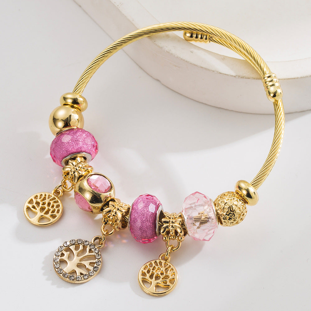 Vintage Gold Tree of Life Stainless Steel Bracelet