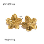 High-end floral pearl stainless steel stud earrings