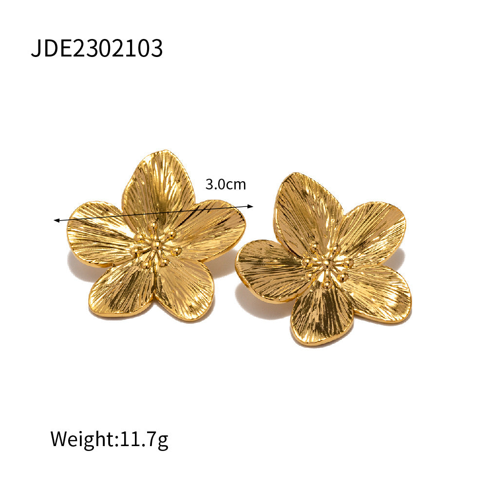 High-end floral pearl stainless steel stud earrings