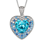 Classic Ocean Heart Inlaid Blue Zircon Copper Alloy Set
