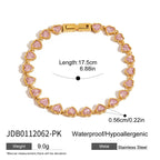 Pink diamond heart-shaped zircon stainless steel bracelet
