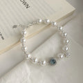 925 Sterling Silver Imitation Pearl Starry Sky Sapphire Handmade Bracelet