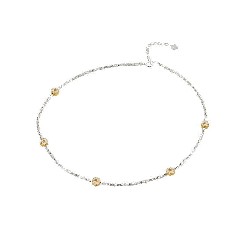 925 Sterling Silver Daisy Fragment Silver Flower Necklace
